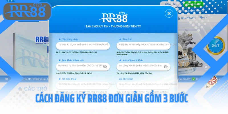 Cách đăng ký RR88 đơn giản gồm 3 bước